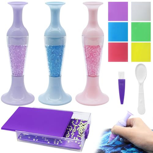 Diamond Art Pens, FineGood Diamond Art Accessories Kits with 3 Pcs Diamond Paintings Pens, 1 Diamond Art Trays and 6 Clay Glue Diamond Art Tools