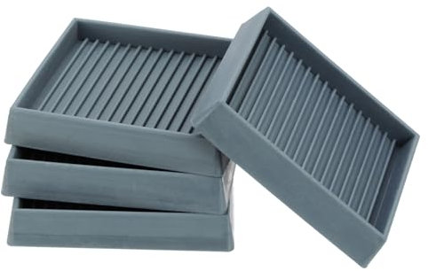PATIKIL 3 Inch Rubber Furniture Pads, 4 Pack Non-Slip Furniture Coasters Square Anti Skid Caster Cups Furniture Feet Cup Floor Protectors for Bed Couch Stoppers, Gray