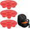 NHQZ Muffinform für Airfryer, 3 Stück Silikon Muffin Pfanne, Cupcake Förmchen Heißluftfritteuse, Muffin backform, Antihaftbeschichtete Backform für Muffins, Cupcakes, Brownies und Pudding（Rot）