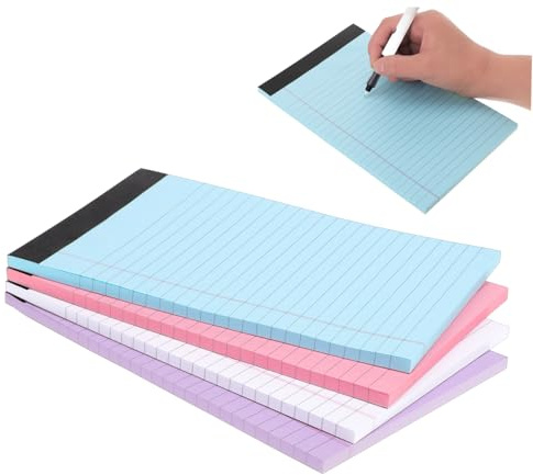 Tofficu Bunte Notizblöcke 4 Stück aus Papier Einschulung Deko | Liniert, Leicht und Tragbar, zum Notieren, Reißbar, Praktische Größe, für Alltag und Studium Zufällige Farbe