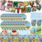 62 Piezas Decoración Cumpleaños Miner, Game Vajilla de Fiesta de Cumpleaños con Platos Vasos Servilletas Pajitas Mantel y Bandera, Videojuegos Tema Party Vajilla Fiesta Cumpleaños para Niños