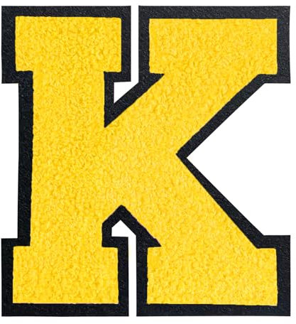 QianSiLi 6.5 Inch Chenille Iron On Letters for Clothes Varsity Letter Patches Embroidered Patch Iron On Patches for Clothing Jacket/Hoodie/Varsity (Yellow,K)