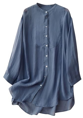 Tops for Women UK Long Sleeve Longline Shirts Plus Size Solid Casual Tunic Tops Crew Neck Oversized Swing Top Long Length Blouse Plain Button Down Shirts Ladies Trendy Blouses