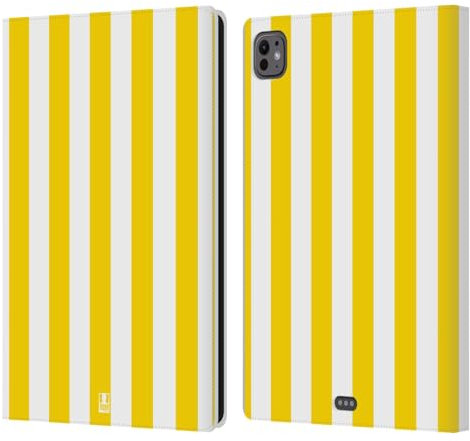Head Case Designs Jaune Rayures Verticales Étui Portefeuille en Cuir Compatible avec Apple iPad Pro 11 M4/M5 2024/2025