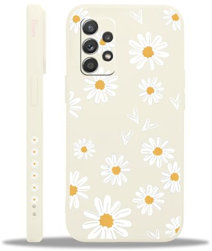 Yoedge Handyhülle für Samsung Galaxy A52 4G/A52 5G/A52s 5G Hülle, Aesthetic Blumen Daisy Herz Muster Niedlich Design Mädchen Frauen Cover,Silikon Case Kratzfest Schutzhülle für Samsung A52s 6,5,Heart