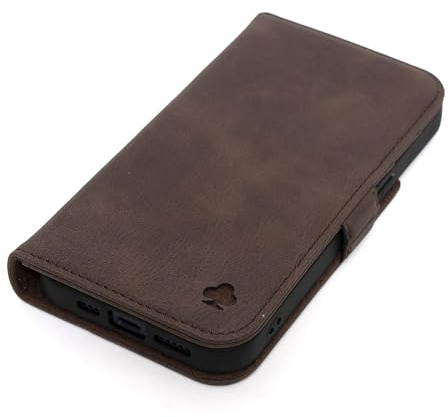 Porter Riley – Lederhülle kompatibel mit iPhone Air. Premium echtes Leder Stand/Cover/Brieftaschen/Flip Case mit Kartenfächern & horizontaler Standfunktion (Schokoladenbraun)