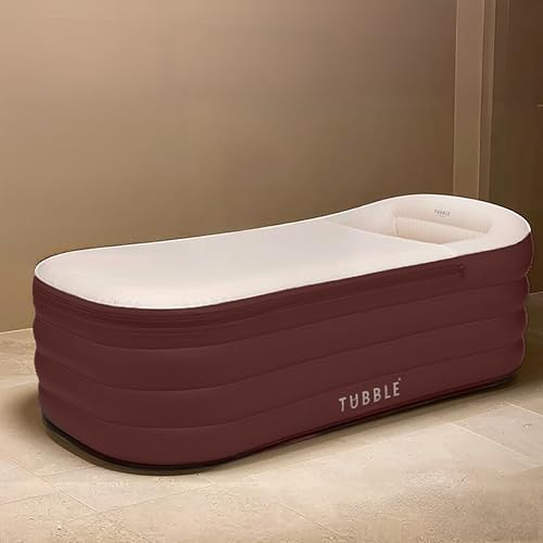 Tubble® Royale baignoire gonflable adulte burgundy red 255 Litres - Spa gonflable portable bain chaud & bain de glace, montage en 1 min, relaxation, taille jusqu’à 188cm, spa maison & extérieur