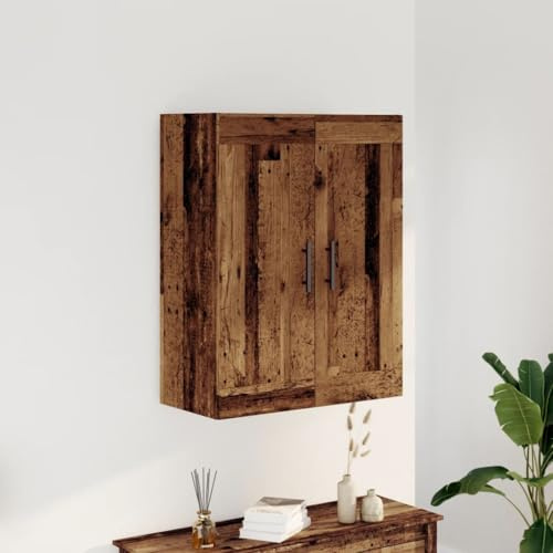 Hoopleep Wandschrank Altholz-Optik 69,5x34x90 cm, Holzwerkstoff, Hängeschrank mit 3 Fächern, Stauraum für Schlafzimmer, Wohnzimmer, vielseitiges Möbelstück