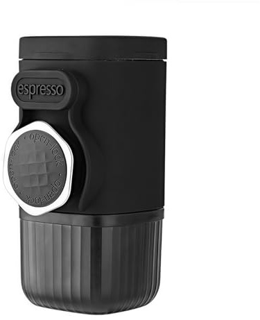 Wodsty Cafetera espresso portátil con presión de 15 bares, cafetera manual de 100 ml para viajes al aire libre, para cápsulas de café, color negro