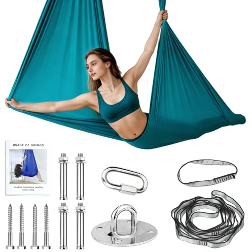 LIULINY Amaca e Altalena per Yoga Aerea, 280x150CM Yoga Cinturino Amaca Antigravity Altalena, Carico 200 kg, Flessibilità e Inversione, per Danza, Pilates, Body Stretching, Ginnastica