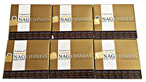 Vijayshree – Golden Nag Chandan, Masala, Sandelholz, Räucherkegel, 6 Boxen