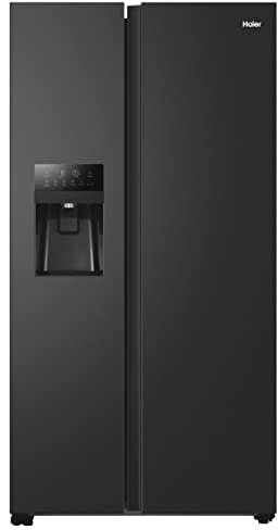 Haier SBS 90 Serie 3, HSOBPIF9183, Frigorifero Side by Side, 515 L, No Frost, Dispenser Ghiaccio, Luce LED, 90,8x65,9x177,5 cm, Nero, [CLASSE F]