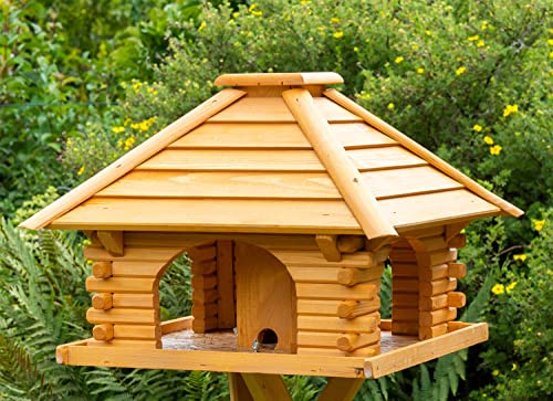 Vogelhaus Futterhaus Futterhäuschen Vogelvilla mit Solarbeleuchtung, wahlweise mit oder ohne Vogelhausständer V20, Vogelhausständer:ohne Vogelhausständer