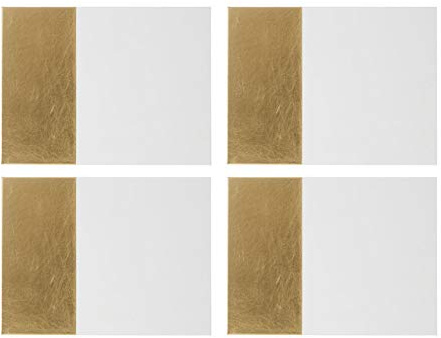Geome Dipped Placemats, Rectangular, Leather Effect/White & Gold, Set of 4