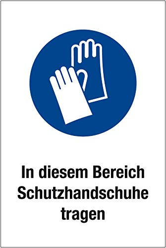 Gebotsschild In diesem Bereich Schutzhandschuhe tragen - Folie selbstklebend - 20x30 cm