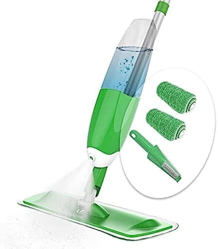 VOUNOT® Wischer mit sprühfunktion, Sprühwischer mit 650ml Wassertank, Bodenwischer mit Sprühdüse, Spray Mop Wischmopp mit 2-Mikrofaserbezug, Grün
