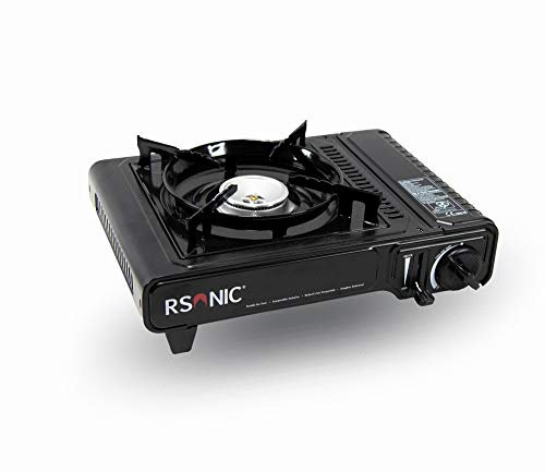 RSonic Camping Set | Gaskocher (Gasherd) mit Transportkoffer | Grillplatte | Tragetasche für Gaskocher | 227g MSF1-A Butan Gaskartusche | einfach Auswählen | | (Gaskocher)