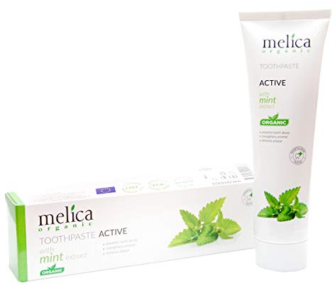 MELICA ORGANIC Zahnpasta mit Minzextrakt - 97.4% Natürliche Inhaltsstoffe fluoridfrei SLS SLES Farbstoffe,