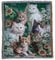 EZ.enjoy Geflochtener Wandteppich mit Gartenkatzen-Blumenmotiv, zum Aufhängen, Kunsthandwerk, Jacquard, Mehrzweck-Reisematte, für den Außenbereich, mit Fransen, Quasten, 127,7 x 152,4 cm