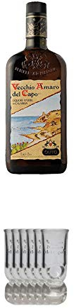 Caffo Vecchio Amaro del Capo Kräuterlikör aus Italien 0,7 Liter + Caffo Shot Gläser mit Eichstrich 1 x 6er Set