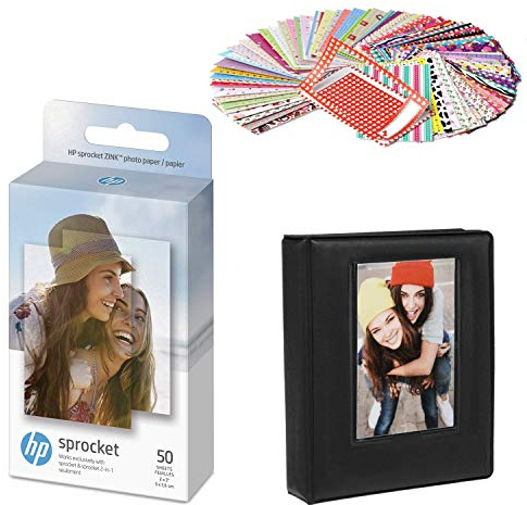 HP Sprocket Lot de 50 Feuilles de Papier Photo adhésif Zink de qualité supérieure compatibles avec Les imprimantes Photo HP Sprocket 5 x 7,6 cm