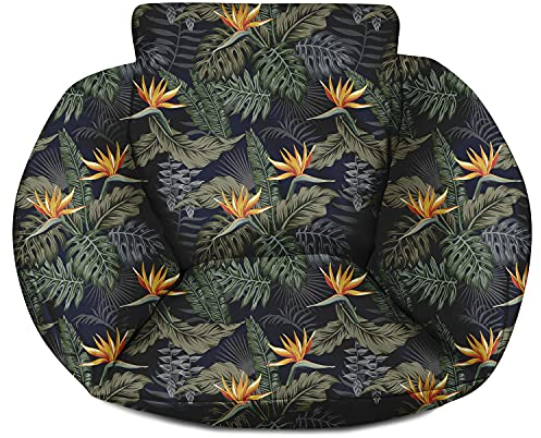 Ferocity Hängesessel Kissen, Polster Bodenkissen für Schwenksessel, Auflage für Baumwoll Hängeschaukel, Hängekorb, Hängestuhl, Rückenkissen in der Farbe Palmen Paradiesvogelblume [114]