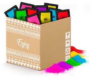 POLVO HOLI - Pack de Polvo Holi - 60 bolsas de 100 gramos (6 colores)