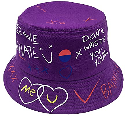 YUHOOE Unisex Sonnenhut Fischerhüte,Unisex Harajuku Bucket Hat Für Frauen Jungen Mädchen Teenager Sonnenhut Hip Hop Cap Fischerhut Herren Sommer Outdoor Angeln Strandhut, Lila, 56,58 cm