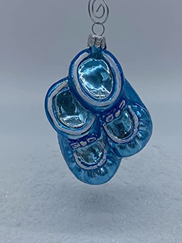 Weihnachtskugel Glas Handbemalt - Baby Babyschuhe Geburt Geschenk Junge Blau - Weihnachten