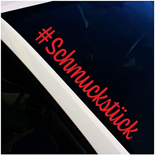 Finest Folia Frontscheibenaufkleber Schriftzug #Schmuckstück Aufkleber für Windschutzscheibe Heckscheibe Auto Fahrzeug Dekor Sticker Frontscheibe FS112 (Karminrot, Außenklebend)