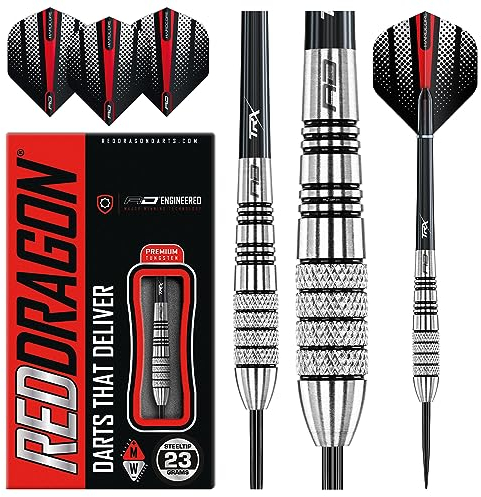 RED DRAGON Darts – Sidewinder Series 23g – 80% Wolfram – Profi Dartpfeile Metallspitze Satz mit Dart Pfeile Flüge und Schäften