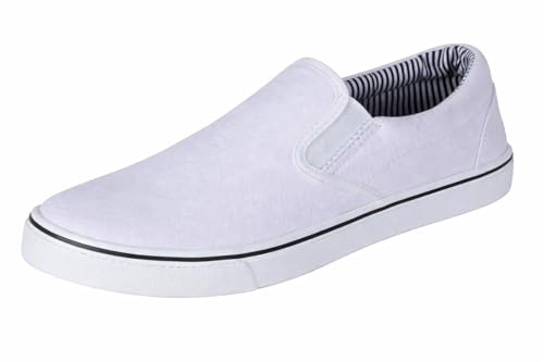 GladRags Mens Slip on Canvas Summer Shoes, Pumps, Trainers, White, Size 10
