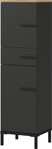 Germania Mediumschrank 2671-549 GW-Yonkers, in Graphit/Navarra-Eiche-Nb., mit Selbsteinzug der Schubladen, 34 x 123 x 34 cm (BxHxT)
