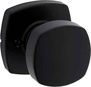 Kwikset Arroyo Knob Dummy Door Knob, Single Sided Handle for Closets, French Double Doors, and Pantry, Matte Black Non-Turning Interior Push/Pull Door Knob, with Microban Protection