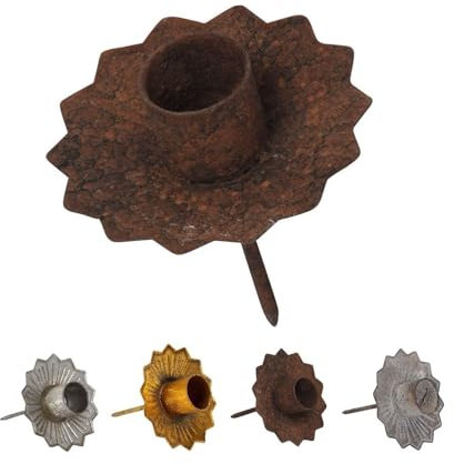 NETPROSHOP Kerzenhalter Durchmesser 7cm Krone zum Stecken für Stabkerzen/Tafelkerzen, Farbe:Rost, Auswahl:7 cm
