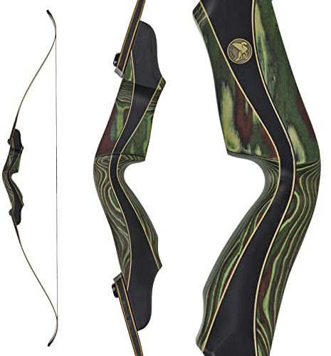 DRAKE ARCHERY Elite Riva - 62 Zoll - 20-60 lbs - Take Down Recurvebogen (50 lbs Rechtshand, Farbe: Fern)