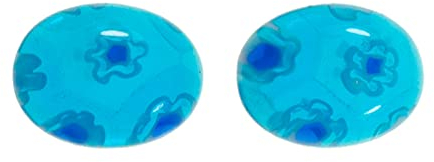 Pendientes óvalo de cristal Murano azul y Plata de Ley - Pendientes para niña de Plata de Ley