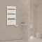 Warmehaus Prefilled Electric Thermostatic Heated Towel Rail Flat Panel Bathroom Ladder Radiator White with 500W LCD Display White Thermostat Heating Element 1200 x 600mm