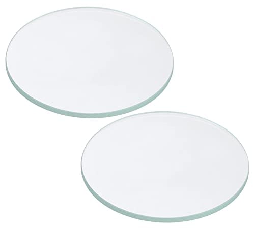 PATIKIL 1.97x0.08 Dia Flashlight Glass Lens, 2 Pcs Polished Edge Glass Lens for LED Light Source Lens Handheld Flashlight Replacement, Transparent