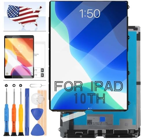 Kit di ricambio per schermo iPad 10a generazione 10,9 pollici per iPad 10 10a generazione 2022 schermo LCD A2696 A2757 A2777 Display LCD Parti di riparazione con vetro temperato (nero, non touch