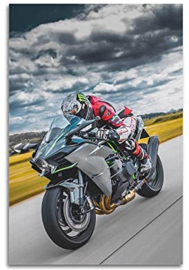 Poster sportivo per moto Kawasaki Ninja H2r Supersport Bike Poster decorativo su tela da parete e stampa artistica moderna per camera da letto, 30 x 45 cm