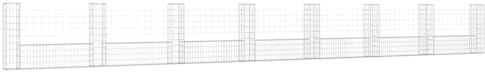 vidaXL Gabionenkorb U-Form mit 8 Säulen Gabione Gabionen Steinkorb Steingabionen Sichtschutz Drahtkorb Wand Mauer Drahtzaun Eisen 860x20x100cm