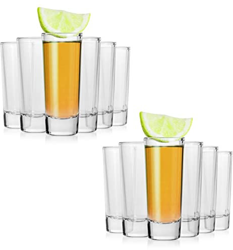 Alcohol Cage LONG SHOT Hohe Schnapsgläser 65 ml - 12 Stück Set - Kleine Shotgläser mit Schwerem Boden - Widerstandsfähig & Spülmaschinenfest - Wodka Glas