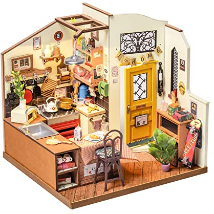 Rolife Casa de Muñecas Casa en Miniatura con Accesorios Hecha a Mano Kits Modelo para Adultos para Construir Juguetes Navidad Regalos de Cumpleaños para Niñas y Mujeres (Homey Kitchen)