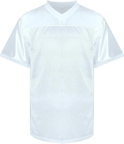 RE-HUO Blank Football Jersey Mesh Praxis Athletic T-Shirt Plain Hip Hop Sport Jersey, Weiss/opulenter Garten, Mittel