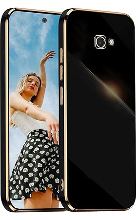 Kaywzo Hülle für Samsung Galaxy J4+/J4 Plus,TPU Galvanisiertes Stoßfeste Handyhülle,Glänzend Spiegel Kratzfeste Schutzhülle,Ultra Dünn Silikon Cover Case,Schwarz