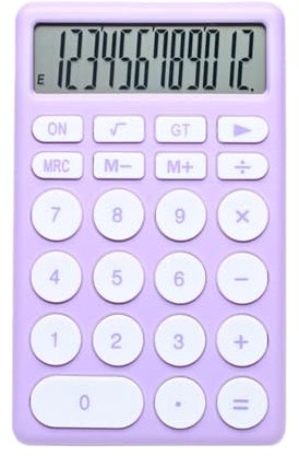 tinysiry Calculadora electrónica Calculadora de escritorio Pantalla LCD de 12 dígitos Calculadora colorida creativa para oficina, escuela, hogar, negocios, funciona con pilas Violeta