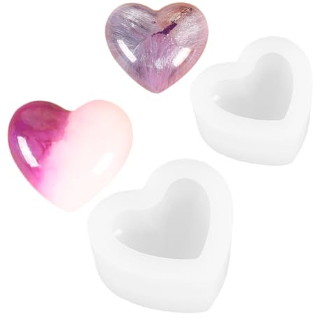 QHFlashbuy Kerzenformen 2 Stück Liebe Herzform Silikonform,Silikonform Kerzenhalter,3D Herz Silikon Seifenform für DIY Handgemachte Seifen-Fertigkeiten Tablett Dekoration