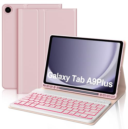 FOGARI Tastiera Custodia per Samsung Galaxy Tab A9+ 2023 11 Pollici (SM-X210/X216/X218), Italiano QWERTY Rimovibile Bluetooth Tastiera, Custodia con Supporto per Samsung Galaxy Tab A9 plus,Oro Rosa