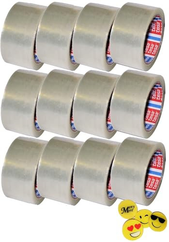 Tesa 64014 Paketklebeband - 12 Rollen - Transparent - je 50mm x 66m (+ 1 Radierer von ManyMore*)